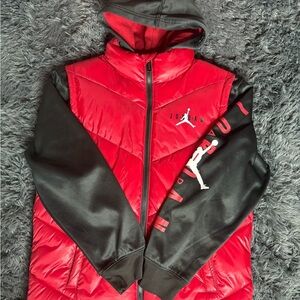 Jordan air red and black jacket vest boys size large 12-14 years